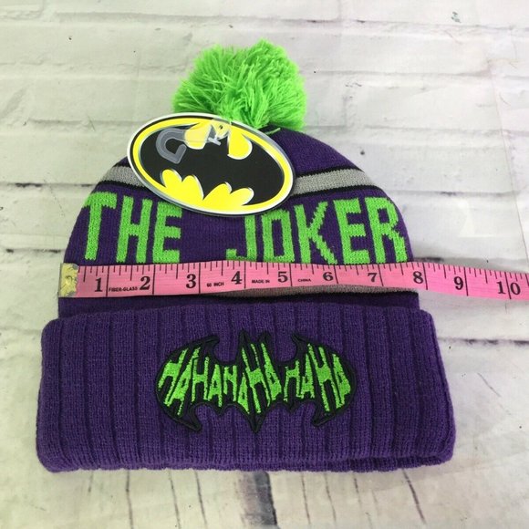 DC Comics The Joker Batman Logo Knit Beanie Hat - Picture 6 of 7